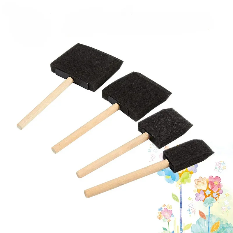 Wooden handle Foam Paint Brush Sponge Oil Stain Polyurethane Craft Art Craft Paint Brush Set Child Painting Sponge Foam Brushes paint brushes