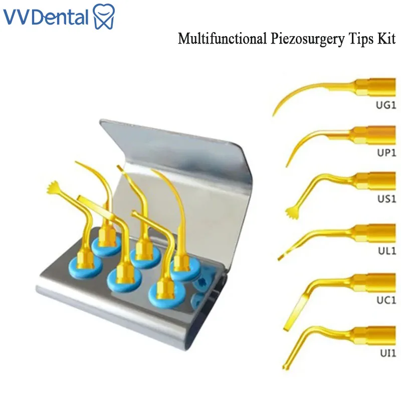 Vvdental Dental Piezosurgery Tips Kit Compatibile Con Mectron /Woodpecker Manipolo Ug1/Up1/Uc1/Us1/Ul1/Ui1 Punte Per Chirurgia Piezoelettrica