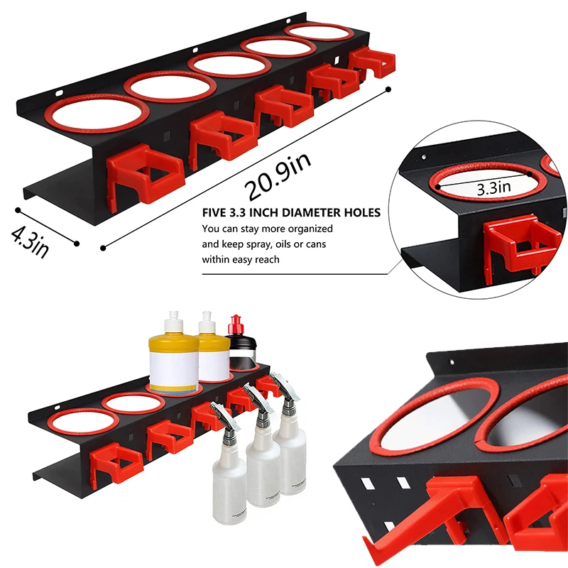 Wall-Mounted Board Tool Organizer Workshop Storage Sprayer Bottle Rack Polisher Holder Mat Clip No Rust Panel Water Gun Hanger