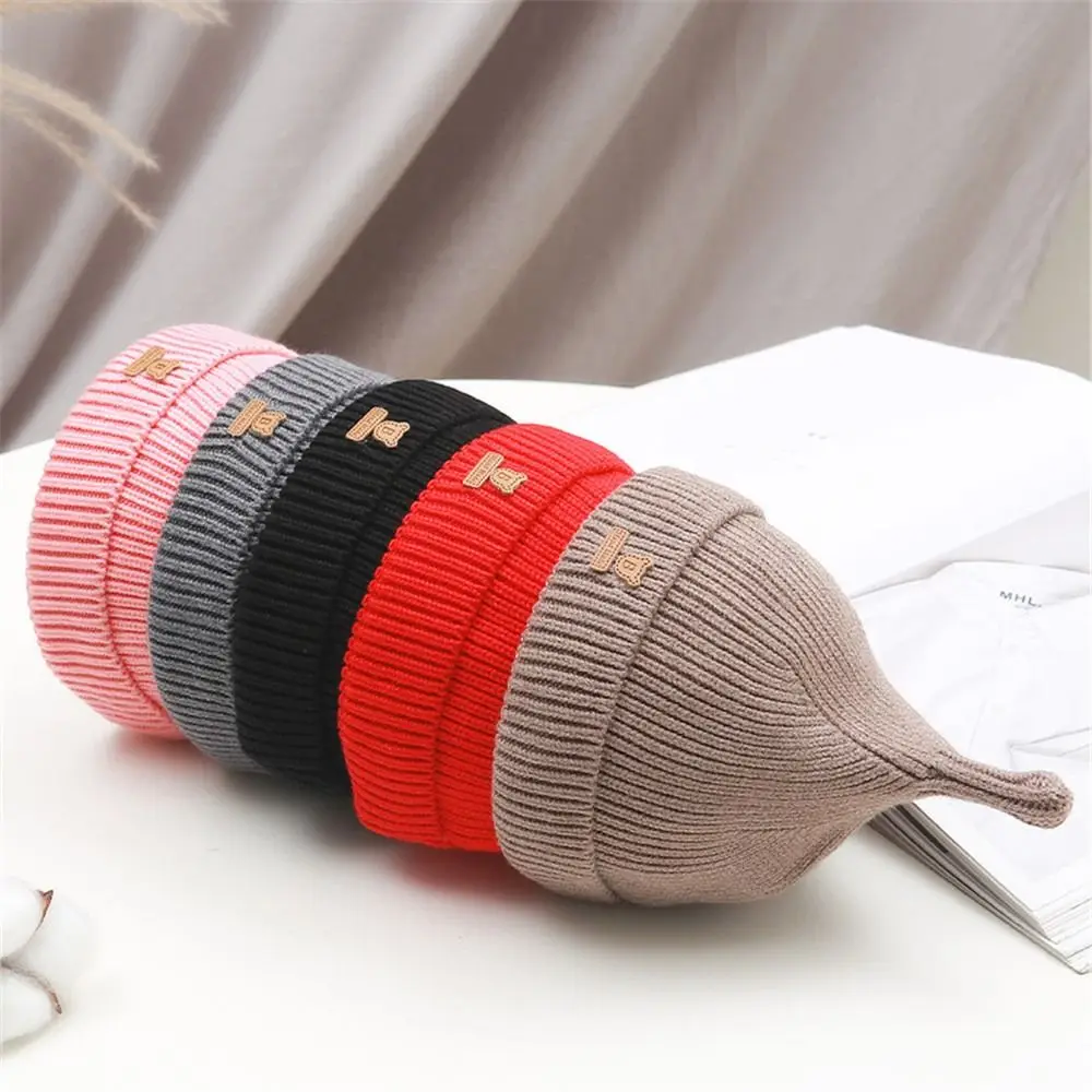 0-1Y Solid Color Elastic Girl Boy Soft Baby Beanies Infant Knitted Hat Toddler Hats Drop Shape Cap