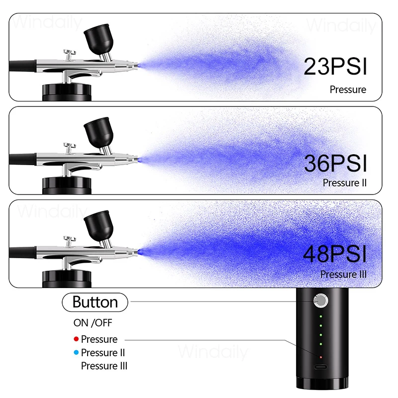 1800mAh Airbrush with Compressor Portable High Pressure Air Brush Gun For Nails Cake Painting Crafts Air Brush Kit Nails Spray