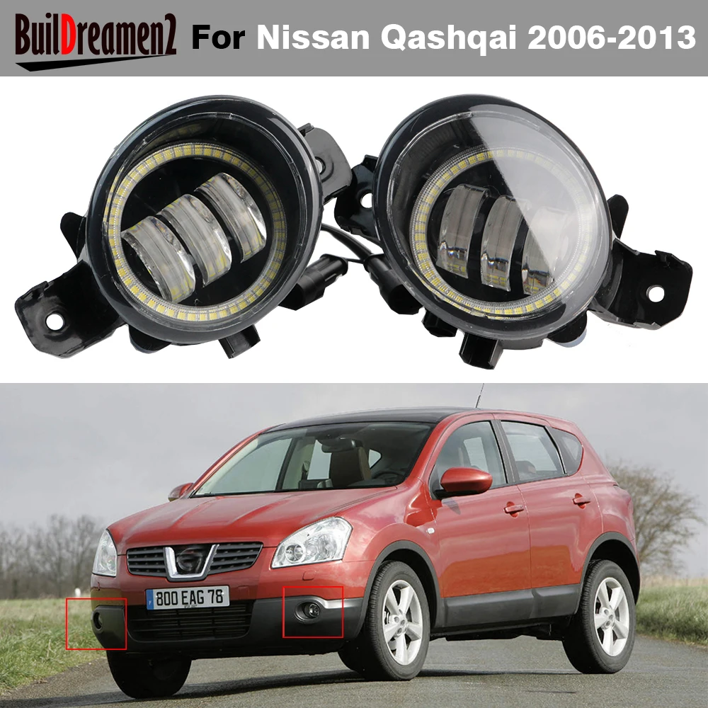 2 Pezzi Auto Destra + Sinistra Led Fendinebbia Angel Eye Drl Daytime Running Lamp 30W H11 Per Nissan Qashqai Qashqai + 2 (J10) 2006-2013