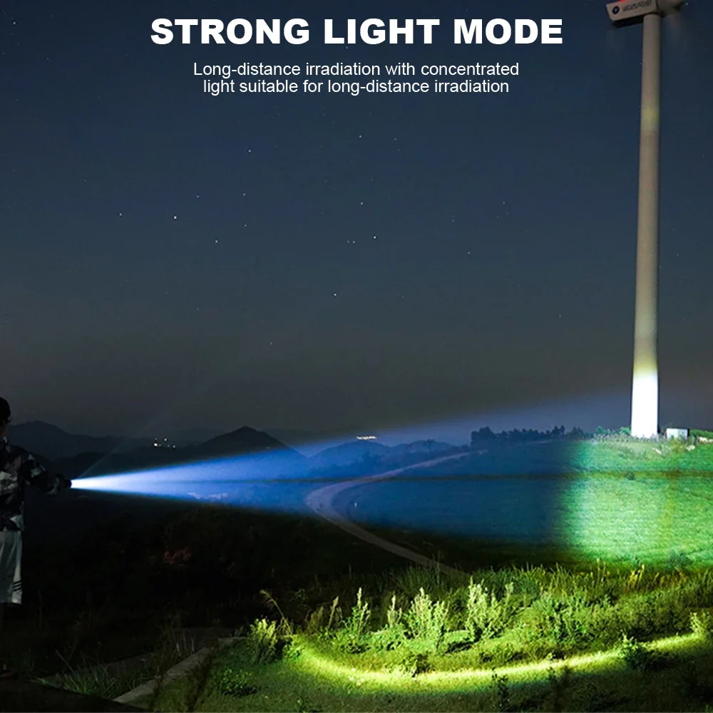 Description Picture 5 of itemPortable High Power Led Flashlights USB Rechargeable Tactical Torch With Display Screen Camping Fishing Emergency Zoom Lantern