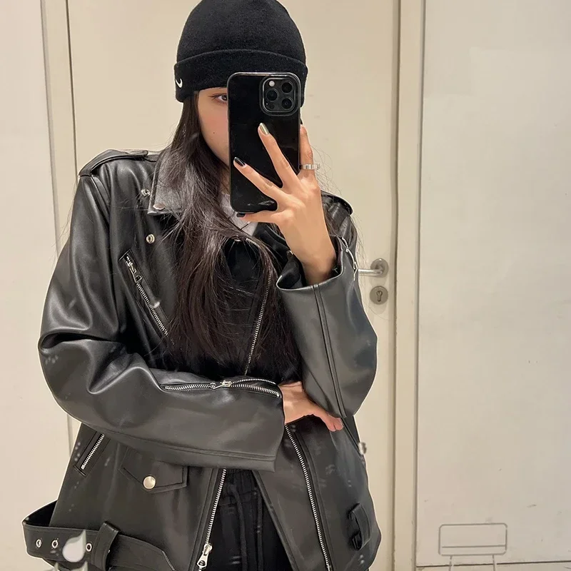Fashion Korean Leather Jacket Women Clothing PU Leather Coats and Jackets Winter Jacket Women Leather Coat Chaqueta Mujer Zm1482