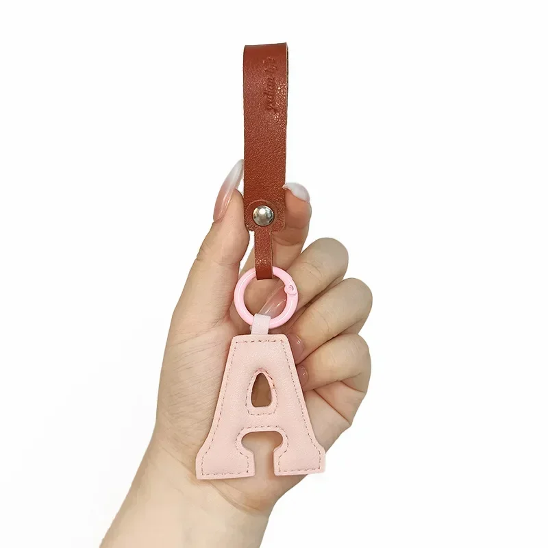 Portachiavi in pelle PU dalla A alla Z con alfabeto alla moda, 26 lettere iniziali, portachiavi, colore caramella, ciondolo per telefono, portachiavi per auto, anello regalo