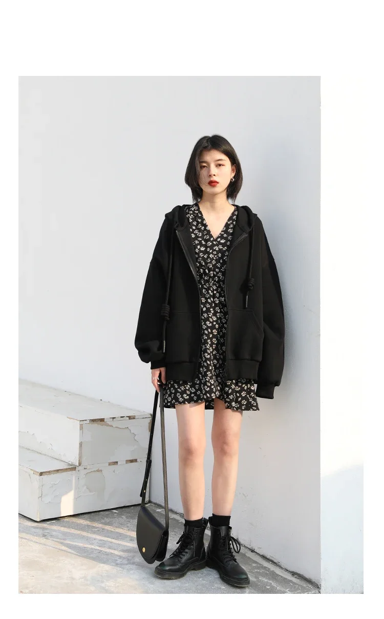 CHIC VEN Women's Hoodies Sweatshirts Casual Solid Loose Drawstring Jackets Korean Female Clothes Streetwear Spring New 2024