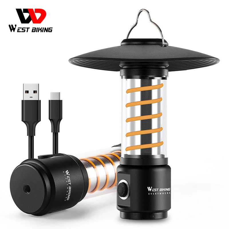 

WEST BIKING Portable Camping Light USB Charging Emergency Light Hanging Tent Light Outdoor Warm Camp Light Hiking Work Lamp