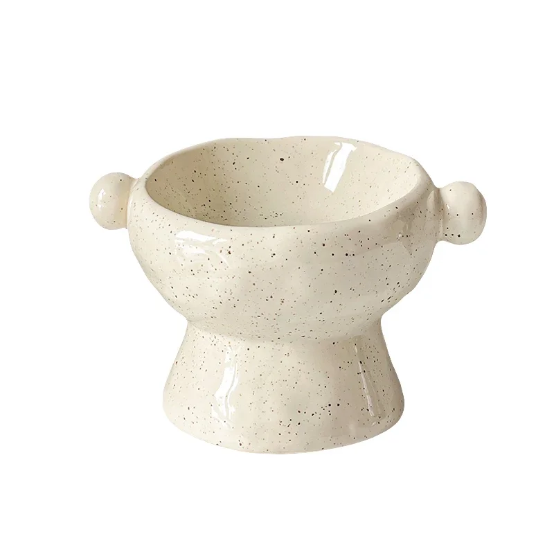 Handmade cat bowl Ceramic cat food basin High foot oblique mouth Protection cervical spine Anti-knock large diameter