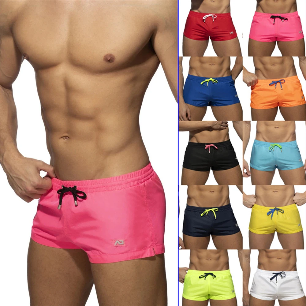 

European And American New Swimming Trunks Men's Solid Color Quick-Drying Low Waist Sexy Beach Pants Men's Swimming Sports Shorts