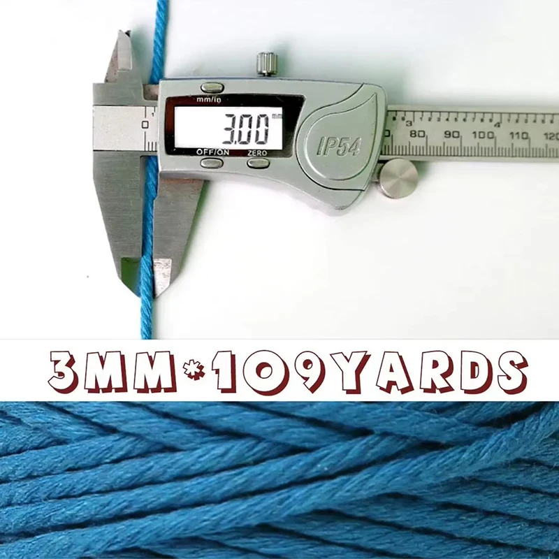 100M/Roll 3mm Handmade Boho Decor Colorful Cotton Cord Rope Thread Twisted Macrame String DIY Home Wedding Decoration Supply