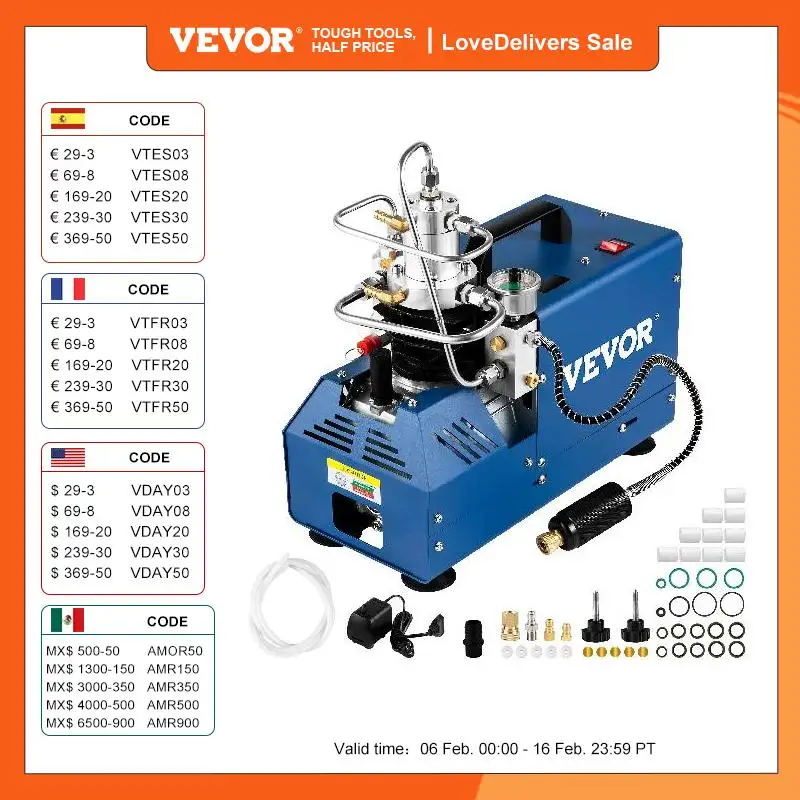 Pompa Del Compressore D'Aria Ad Alta Pressione Vevor 1800W 110/220V 4500Psi/300Bar/30Mpa Compressore Automatico Del Fucile Ad Aria Compressa Per Pisto