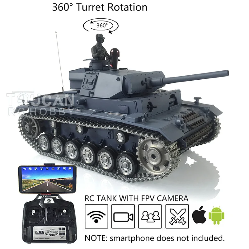 Pro Ver Henglong 1/16 7.0 Fpv Panzer Iii L Rtr Rc Tank 3848 Metal Tracks Wheels Bbs Airsoft Ir Combat Engine Sound