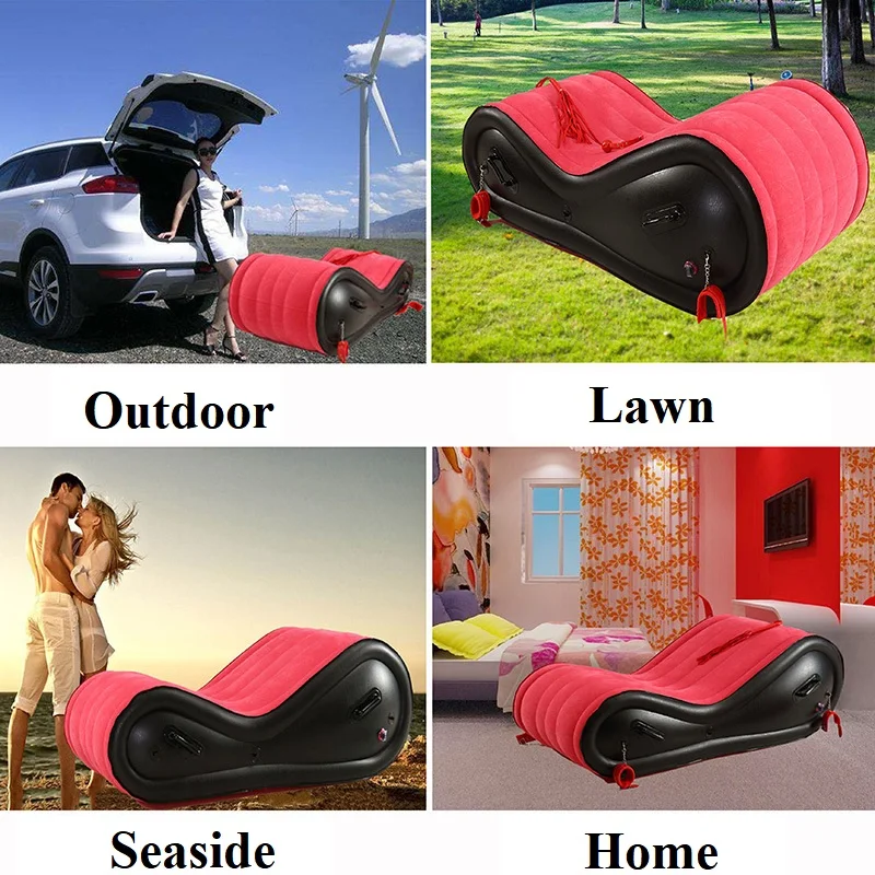 Multifunction Inflatable Bed Sofa for Travel Beach Beds Chaise Fold Bedroom Furniture ArmChair PVC Leather Bed Frames