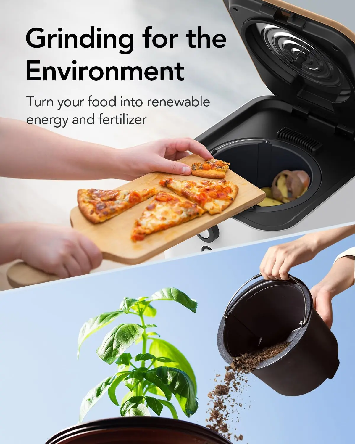 Composter for Kitchen Counter, 3L Smart Kitchen Composter Countertop, Auto Home Compost Machine Odorless, Food Cyc
