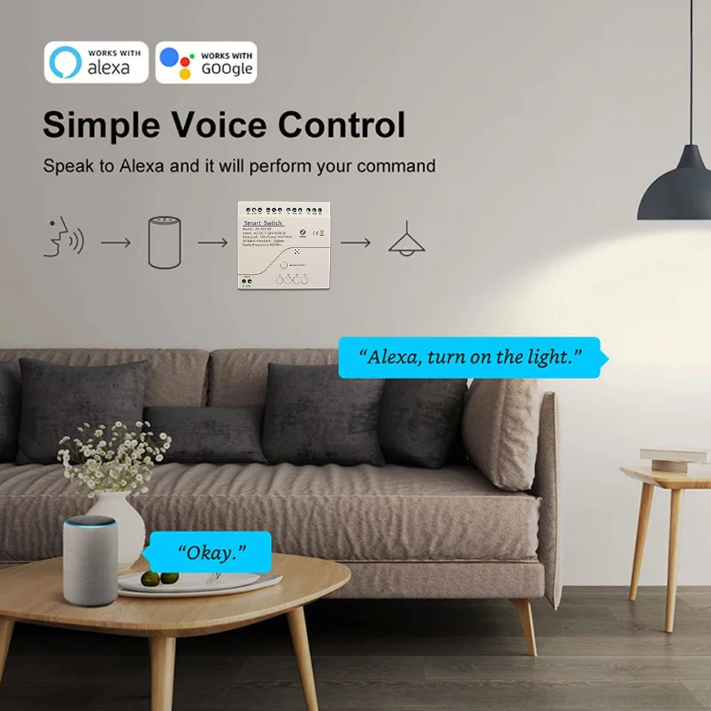 Zigbee 3.0 Módulo Inteligente sem Fio Interruptor Wifi Tuya Vida Inteligente 7250v Receptor Rf433.92 Mhz Relé 16a Alexa Casa do Google Tuya Vida Inteligente 4ch - Image 6