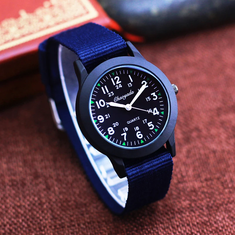 children's smart digital watches boys girls adjustable canvas 24hours quartz watches for child kids students study time supplies 4