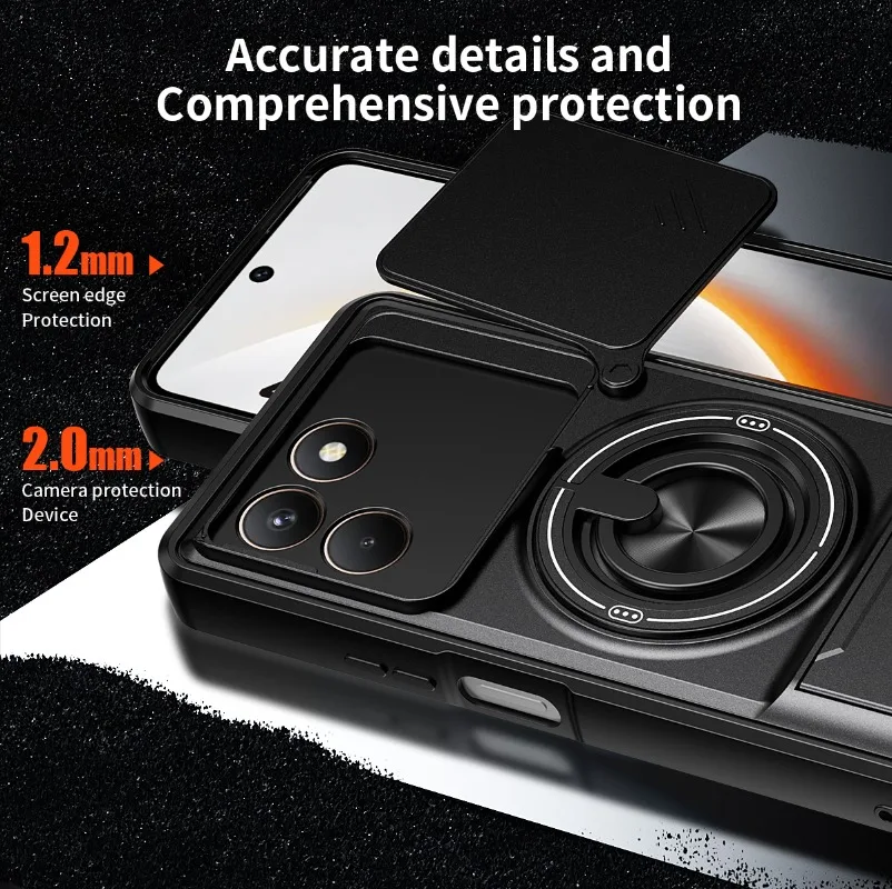 Magnetic Car Holder Shockproof Case with Slide Lens Cover