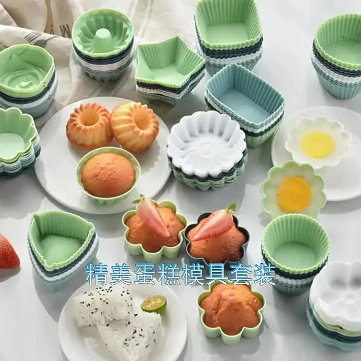 Vesici 12-Pack Silicone Teacup Muffin Cups - Reusable Cupcake Liners With Saucers, Baking Molds In White & Pink