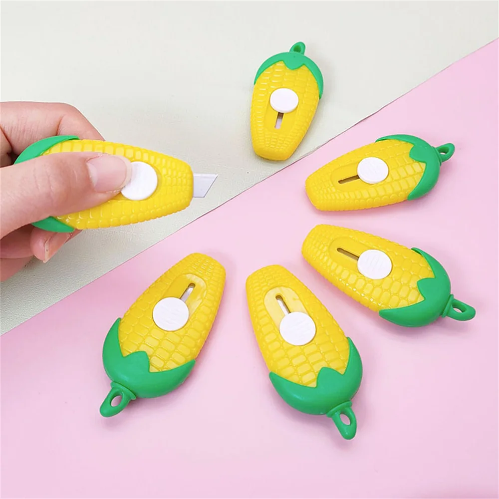 

1pc Letter Opener Creative Cartoon Corn Mini Utility Knife Student Cute Paper Cutter Trumpet Unpacking Express Unboxing Knife