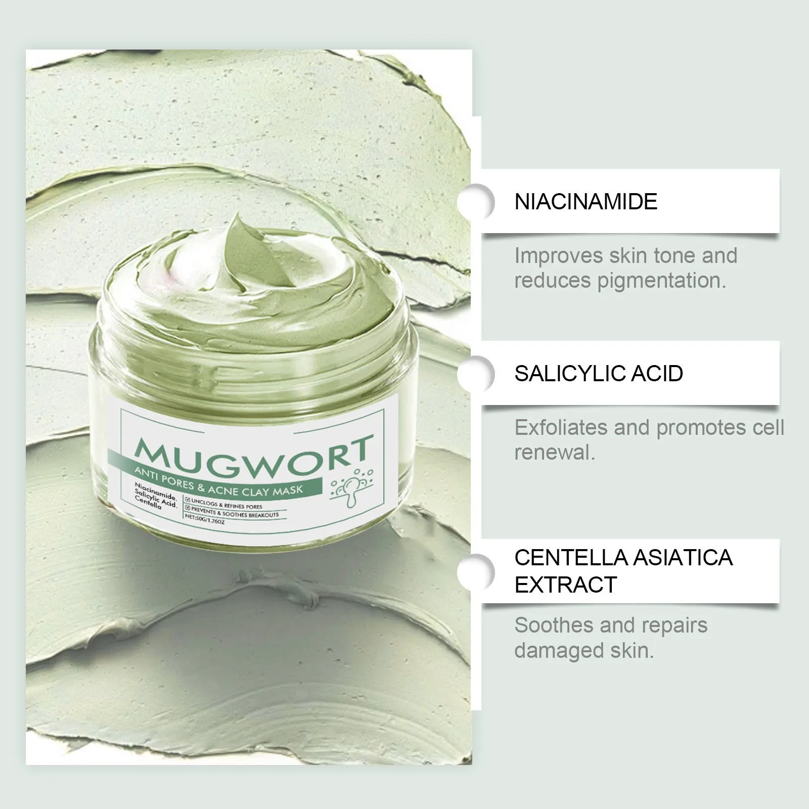 Skintific Mugwort Mask 50g Face Skin Care Deep Moisturizing Pore For Blackheads