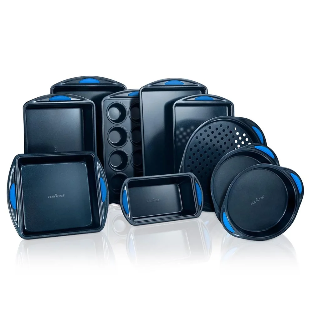 

NEW NutriChef Kitchen Oven Non Stick Blue Carbon Steel 10 Piece Bakeware Set