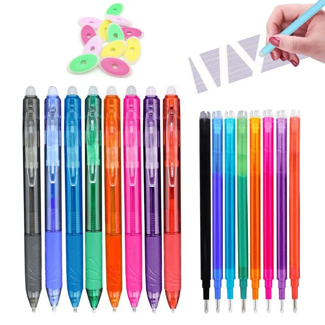 Bolígrafos de Gel borrables para escribir, bolis Multicolor de 0,5mm Con  recargas y goma de borrar de alta calidad, color negro, azul y rojo,  papelería Kawaii - AliExpress