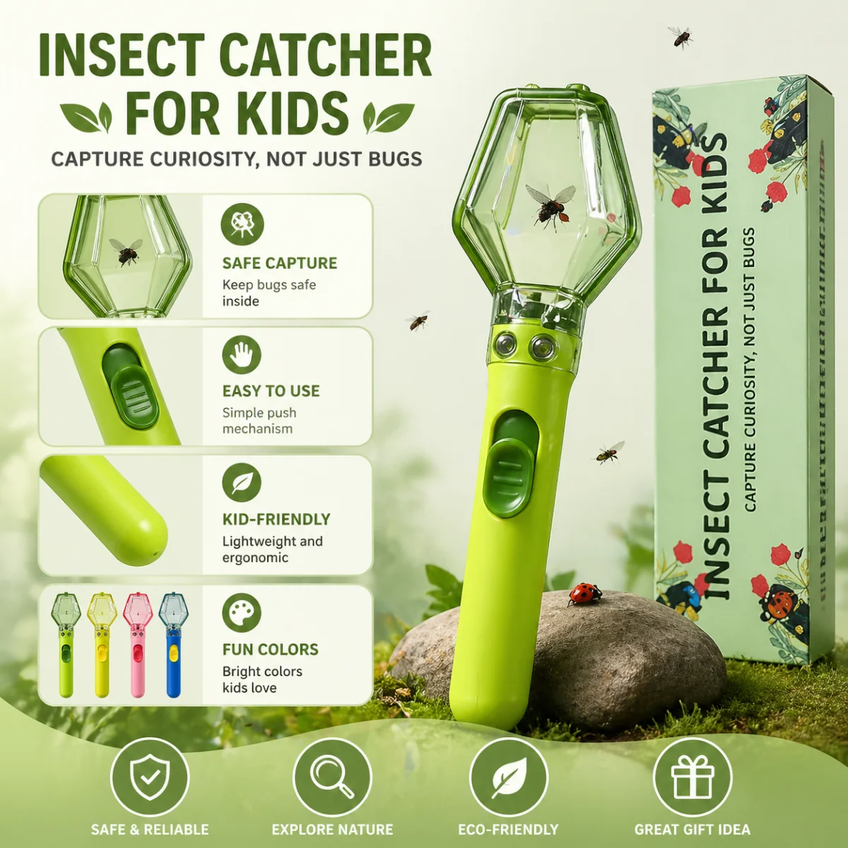 Neuer Explorer Insektenfänger Spielzeug für Kinder Outdoor Lehrreiches Interaktives Käfer-Beobachtungsgerät für Neugierige Junge Wissenschaftler