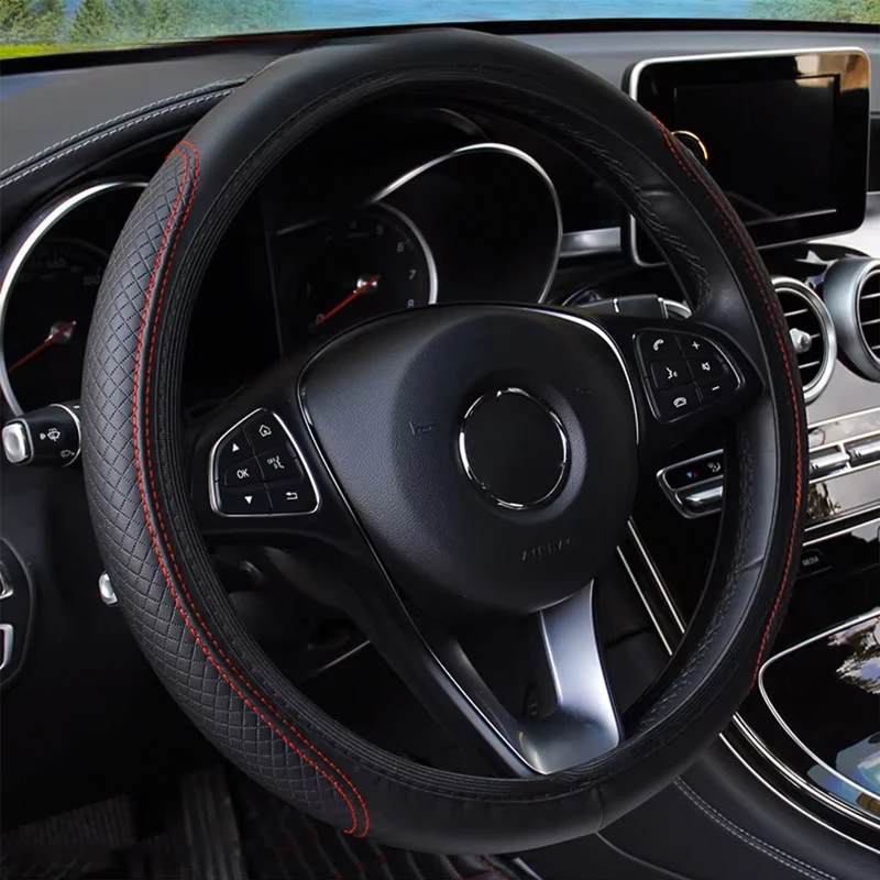 Coprivolante per auto Tappetino di protezione antiscivolo in pelle PU per BMW E46 F30 E60 E90 F10 X5 E70 E39 E36 E87 X7 E92 E91 E28 X3 X1 - immagine 2