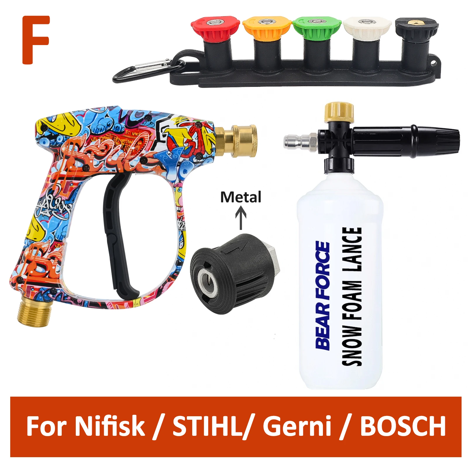 High-Performance Pressure Washer Water Gun with Quick Connect Nozzles for Car Cleaning
