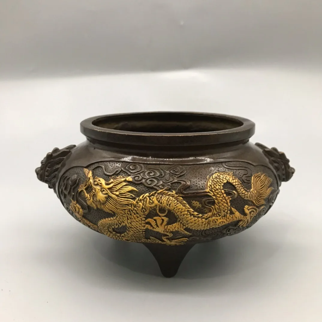 

Pure copper, red copper, gold-plated incense burner, handicraft decoration