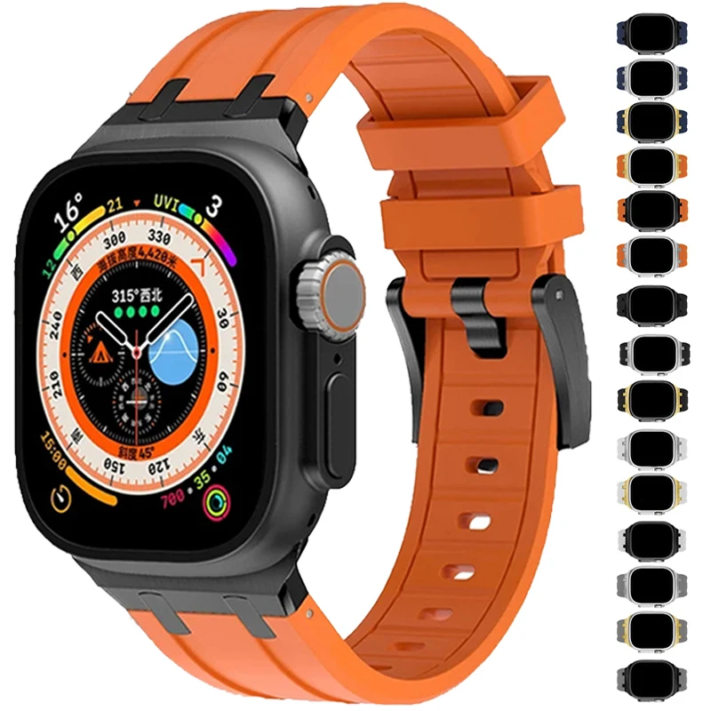 

Silicone Strap For Apple Watch band 44mm 45mm 49mm 42mm 40mm 38mm 41mm Sport Bracelet iWatch series 8 7 6 5 4 SE Ultra Watchband