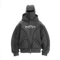 Y2K Harajuku Zip up Hoodie Vintage Pattern high quality Oversized Sweatshirt gothic Casual Men Women Hip hop Fashion Streetwear 2