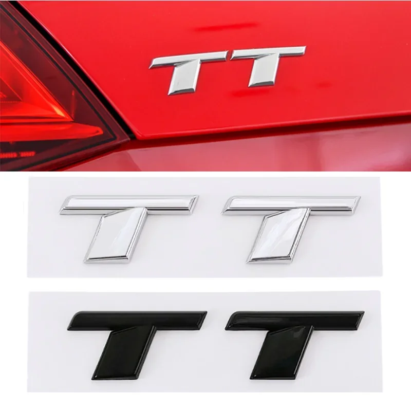 3D Abs Chrome Black Tt Logo Lettere Car Trunk Emblem Badge Decal Per Audi Tt Rs Mk1 8N 8J Mk3 8S Mk2 Tt Sticker Accessori