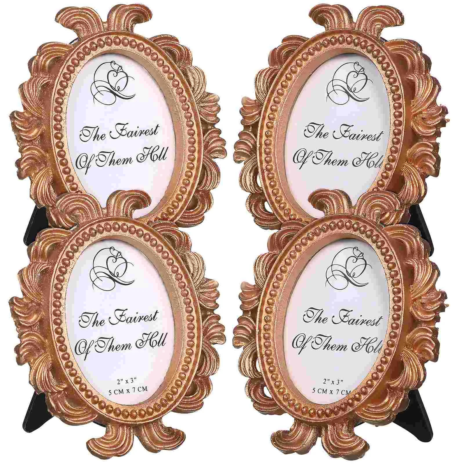 

4 Pcs Mini Photo Frame Retro Decor Picture Vintage Frames Dropshipping Synthetic Resin Golden