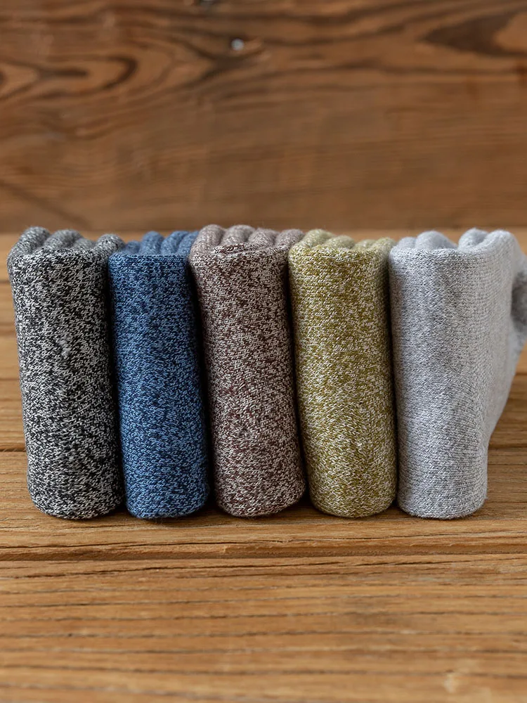 5 Paar Winter dicke warme Herrensocken aus reiner Baumwolle, Harajuku, Vintage-Mode, Frottee-Socken, weiche Freizeitsocken – Detail 2