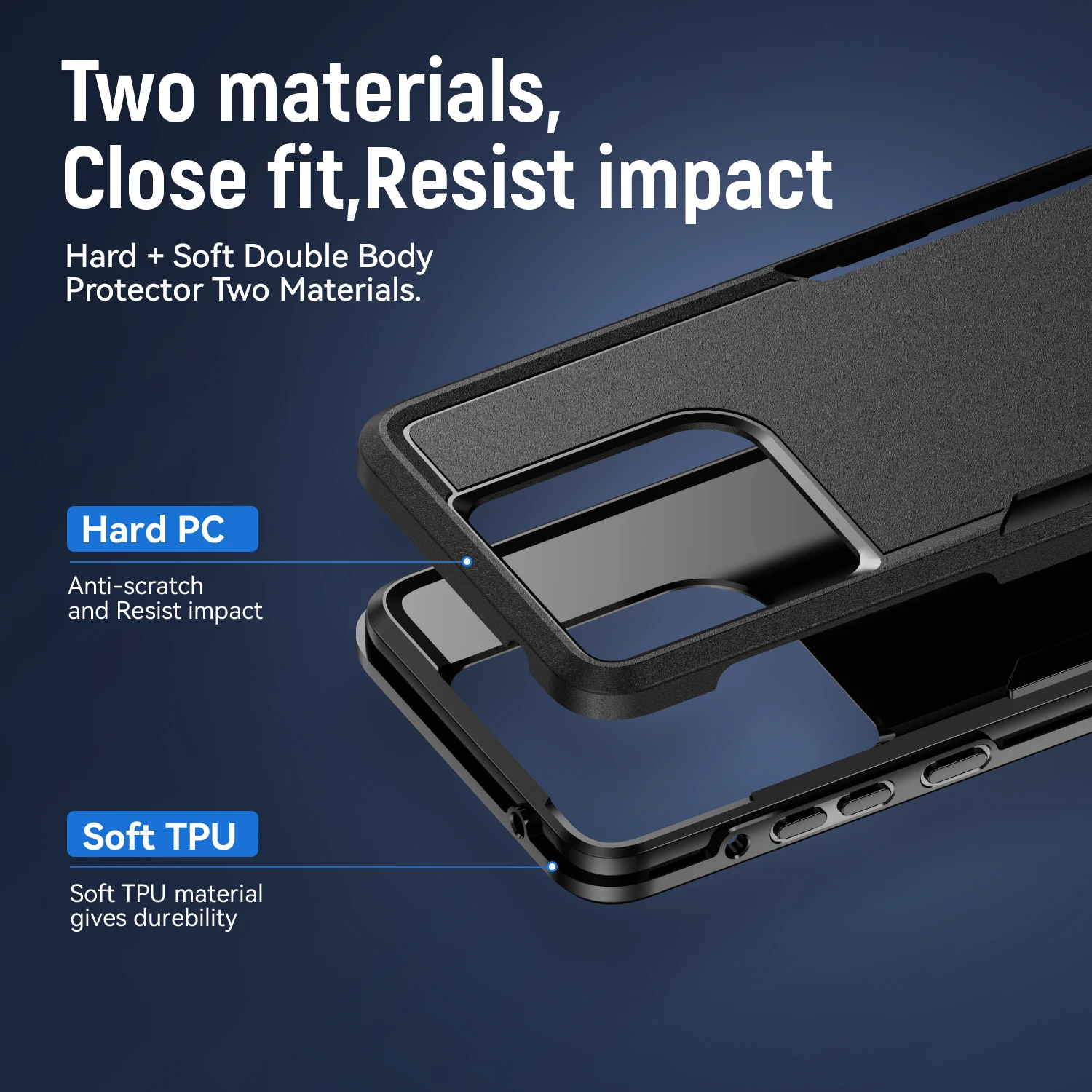 Rugged Armor Shockproof Phone Case with TPU Frame and Plastic Cover