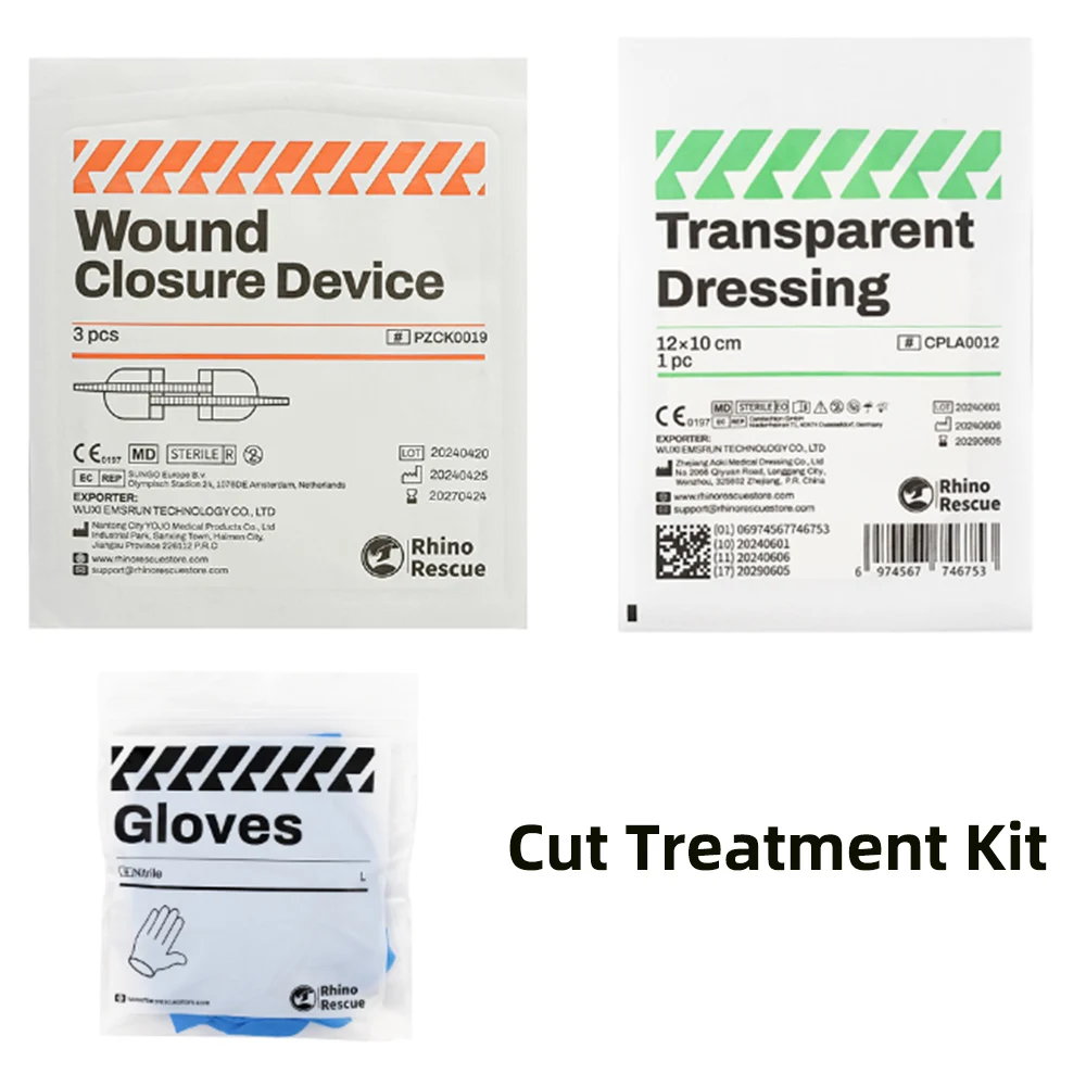 RHINO RESCUE Cut Care Kit-Zip Stitch Wound Closure Strips for Cut Care Device Home Camping