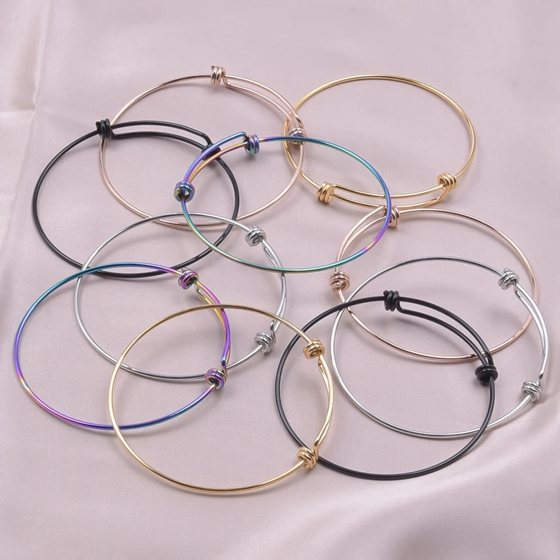 5PCS Stainless Steel Bracelet For Women Expandable Diameter Viking DIY Thread Twist Bangles Adjustable Jewelry Pulseiras Feminin bangle bracelet stainless steel bracelet