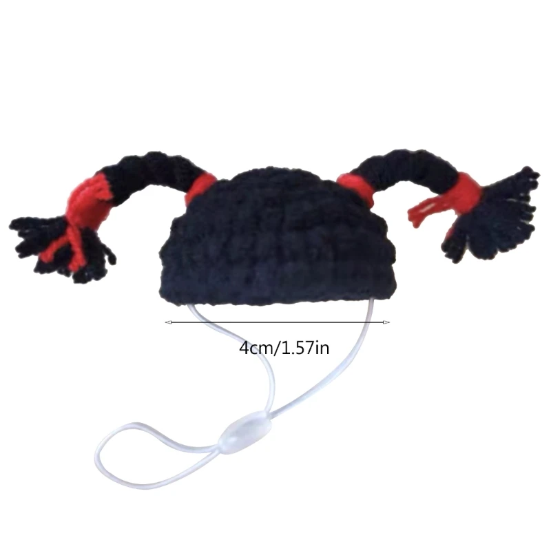 Bird Hat Costume with Adjustable Stretchy Chin Strap Hamsters Hats Fun Knit with Upright Braids for Small Pet