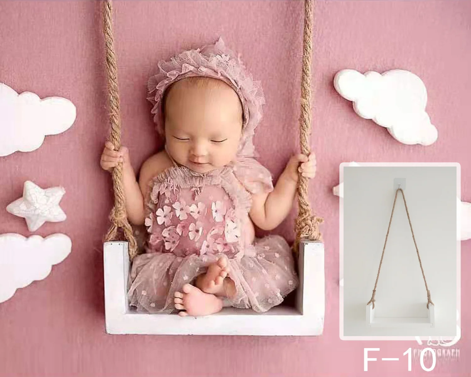 Infant Children's Hanging Photography Props Swing Chair Net Red Basket  Braided Rope Hammock Indoor Babies Accessories