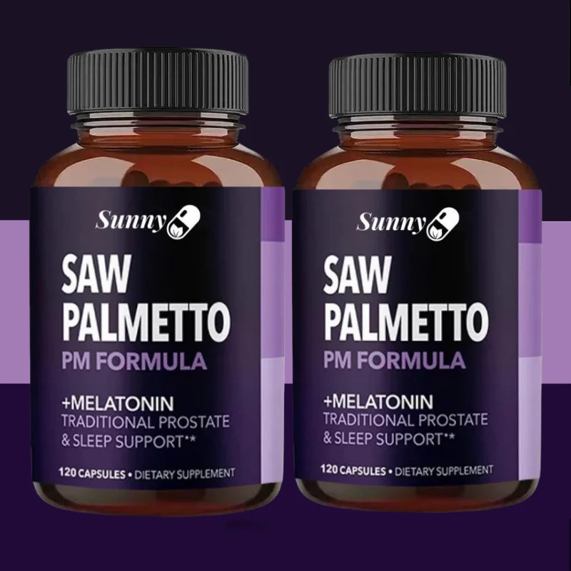 Nighttime Saw Palmetto Extract + Melatonin Supplement for Prostate Health and Reduce Bathroom Trips-Healthy Sleep, Non-GMO