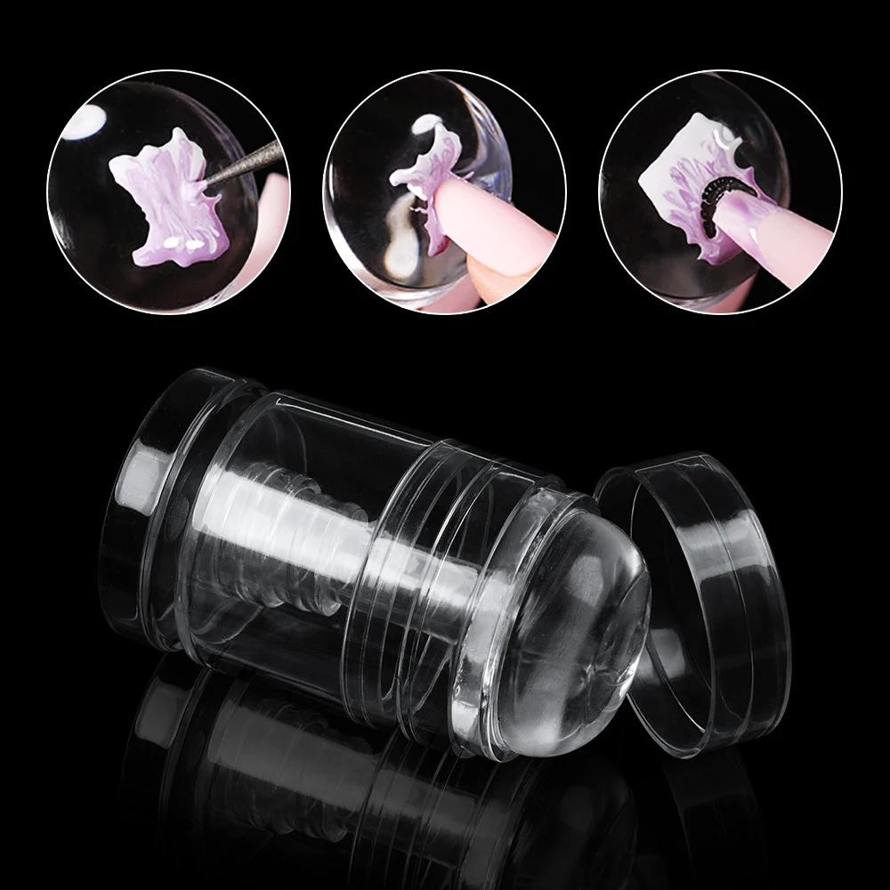 ANGNYA Adjustable Size Nail Stamper Transparent Jelly Silicone Stamp for French Nails Manicuring Kits Nail Art Stamping Tool 3