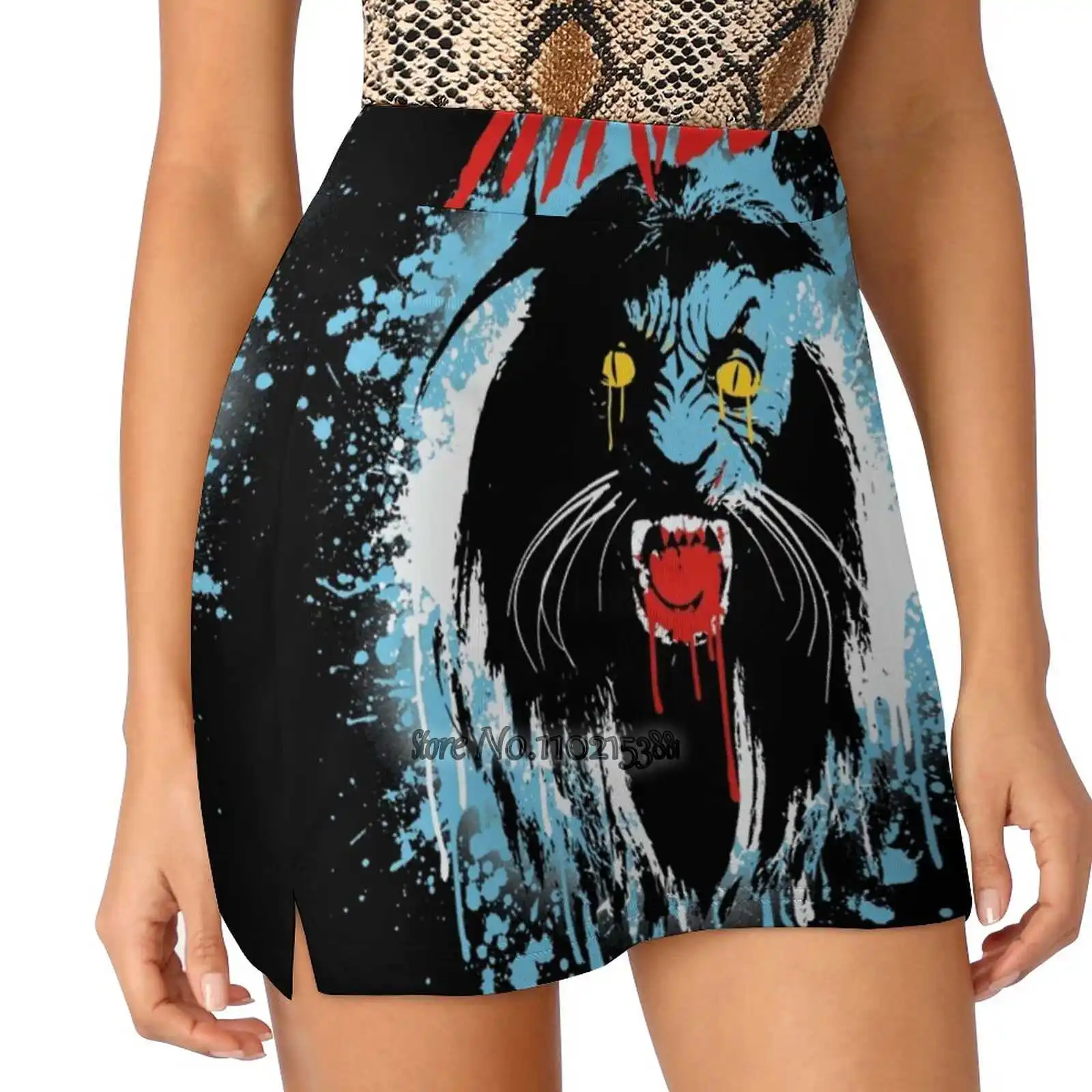 

Thriller Werecat Halloween Blood Splatter ( Michael Jackson ) Women Mini Skirt Two Layers With Pocket Skirts Sport Fitness