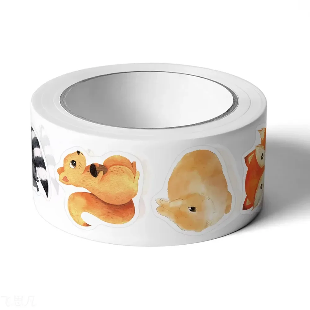 New 500Pcs/Roll Heterotypic Forest Animals Stickers Adorn Gifts Watercup Phone PC Pad 2.5cm/1.0'' Art Labels Learning Rewards