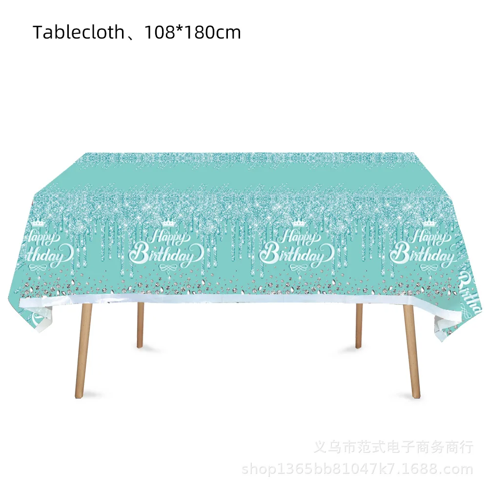 Regenbogenfarbene Diamant-Themen-Partyartikel: Teller, Servietten, Becher, Tischdecke – Kindergeburtstags- und Babyparty-Dekoration in Lila, Rosa, Blau – Detail 2