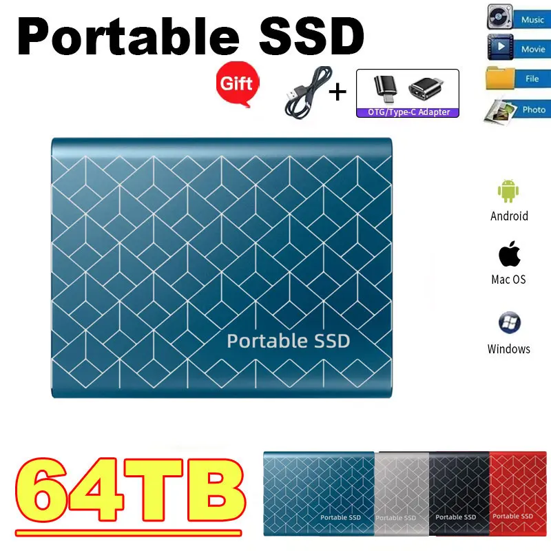 

1TB Portable SSD External 500gb Solid State Hard Disk 2TB Mobile Hard Drive External Ssd 1T Mobile Storage for Xiaomi for Laptop