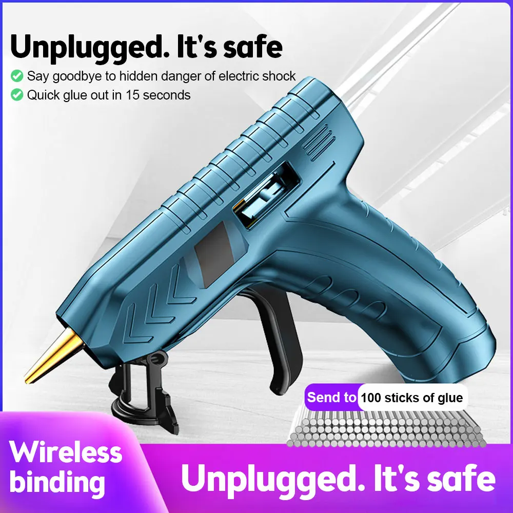 130W DIY Electric Glue Gun Dual Temperature Glue Tool DIY Hot Melt Welding Hot Air Gun Anti-scald Nozzle with 10 Pcs 7mm Sticks