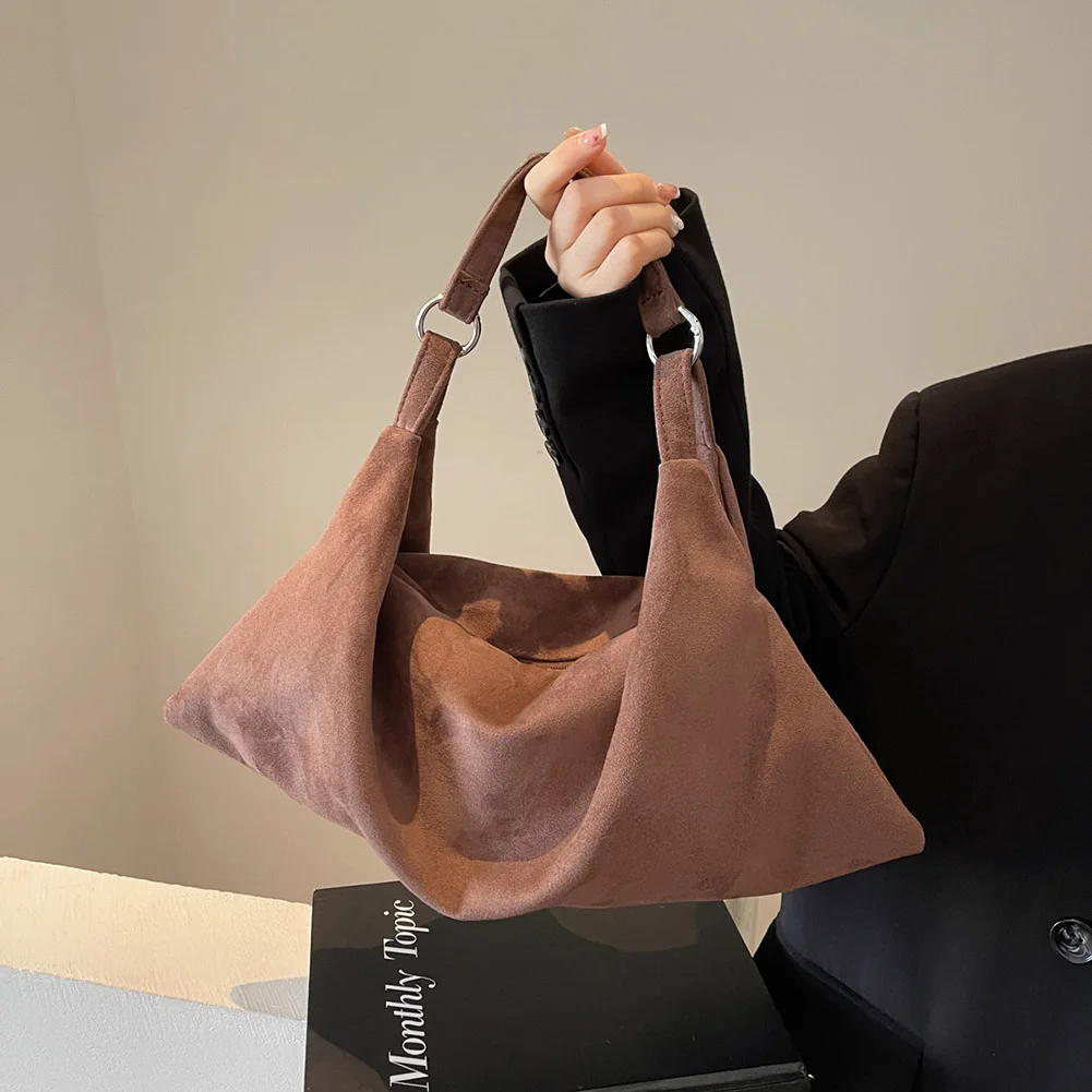 Women Tote Bag Top Handle Bag Large Capacity Faux Suede Fashion Shoulder Satchel Work Bag Slouchy Hobo Bag for Shopping Travel