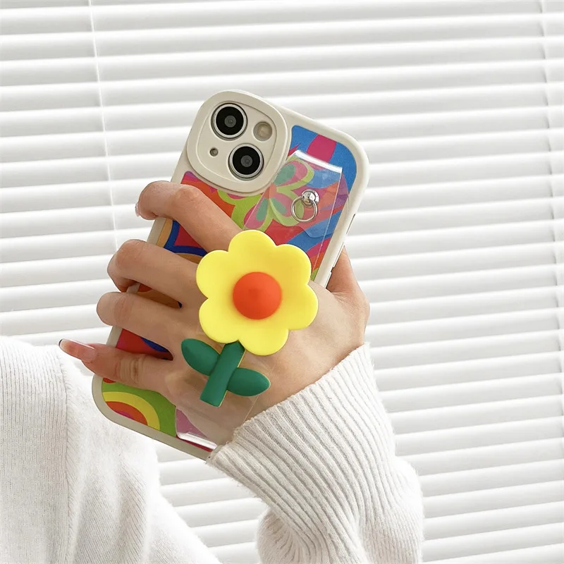 

Silicone Phone Case For iPhone 12 11 14 Pro 13 Pro XS Max Plus 2022 X XR Daisy Flower Fashion Cover With Lanyard Neck Strap Case