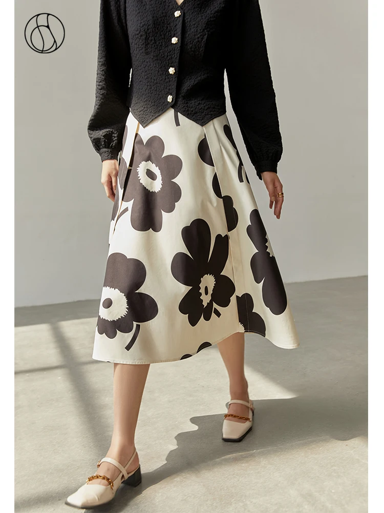 DUSHU Design Sense Women Skirts Exclusive Custom Printed Skirts Autumn 2022 Special Graceful Female High Waist Umbrella Skirts шапка loeffler design унисекс 2022 23 el26089 990